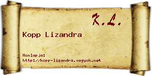 Kopp Lizandra névjegykártya